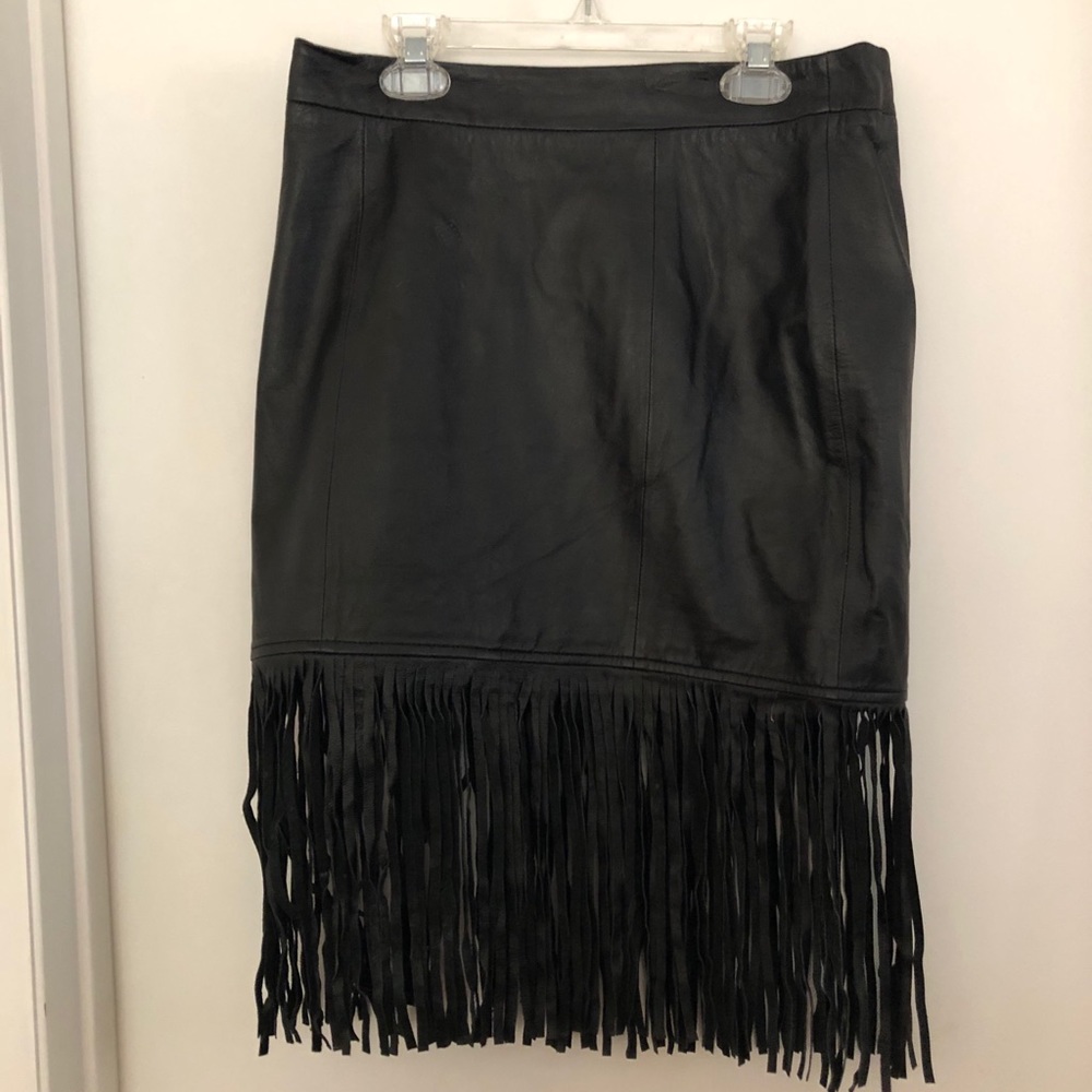 Fringe Leather Skirt